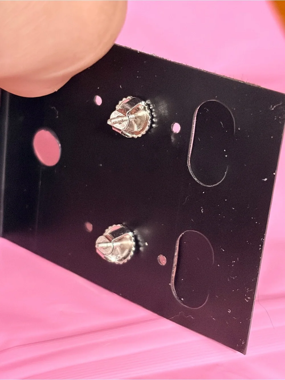 Sterling silver unicorn screw back earrings pink cz